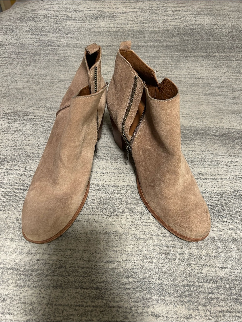 Frye Taupe Suede Side-Zip Ankle Booties